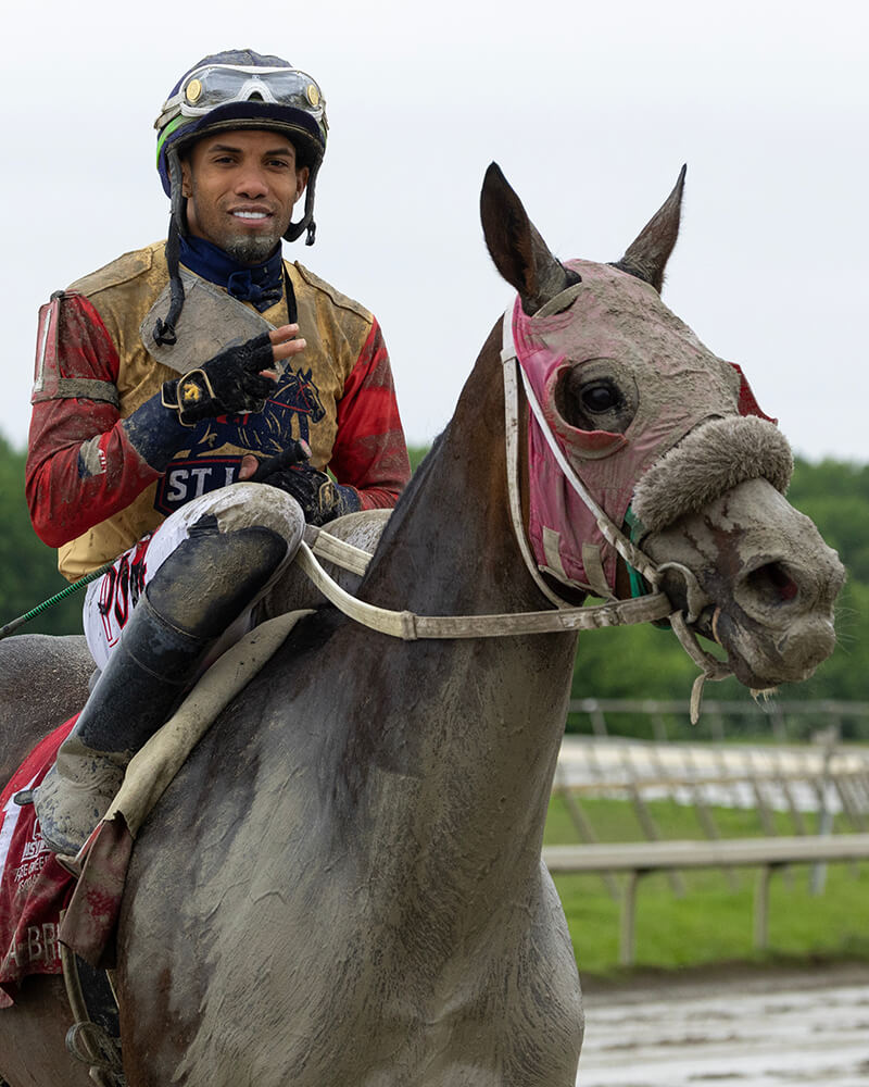 Jockey on horse after a race at NTL event